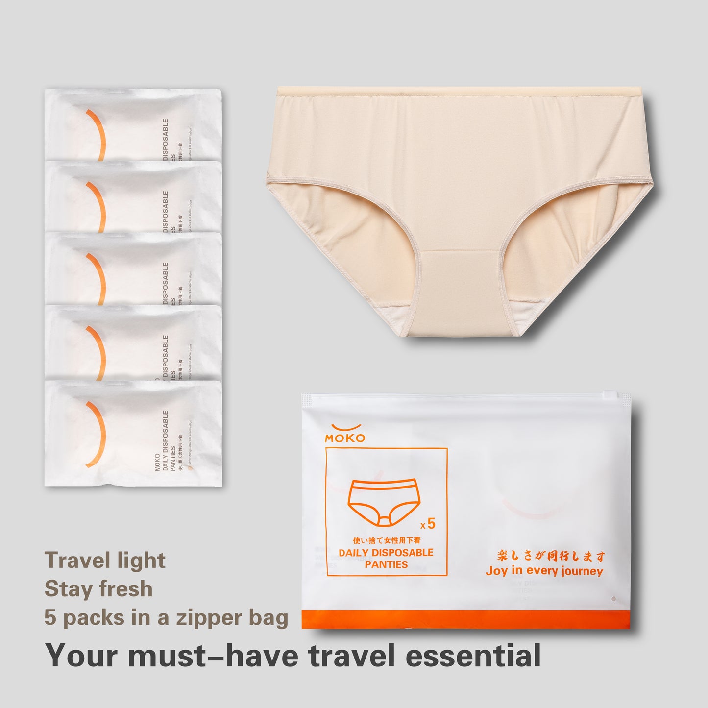Premium Disposable Panties (5pk) | Comfortable & convenient women's disposable underwear for travel, hospital, workout.